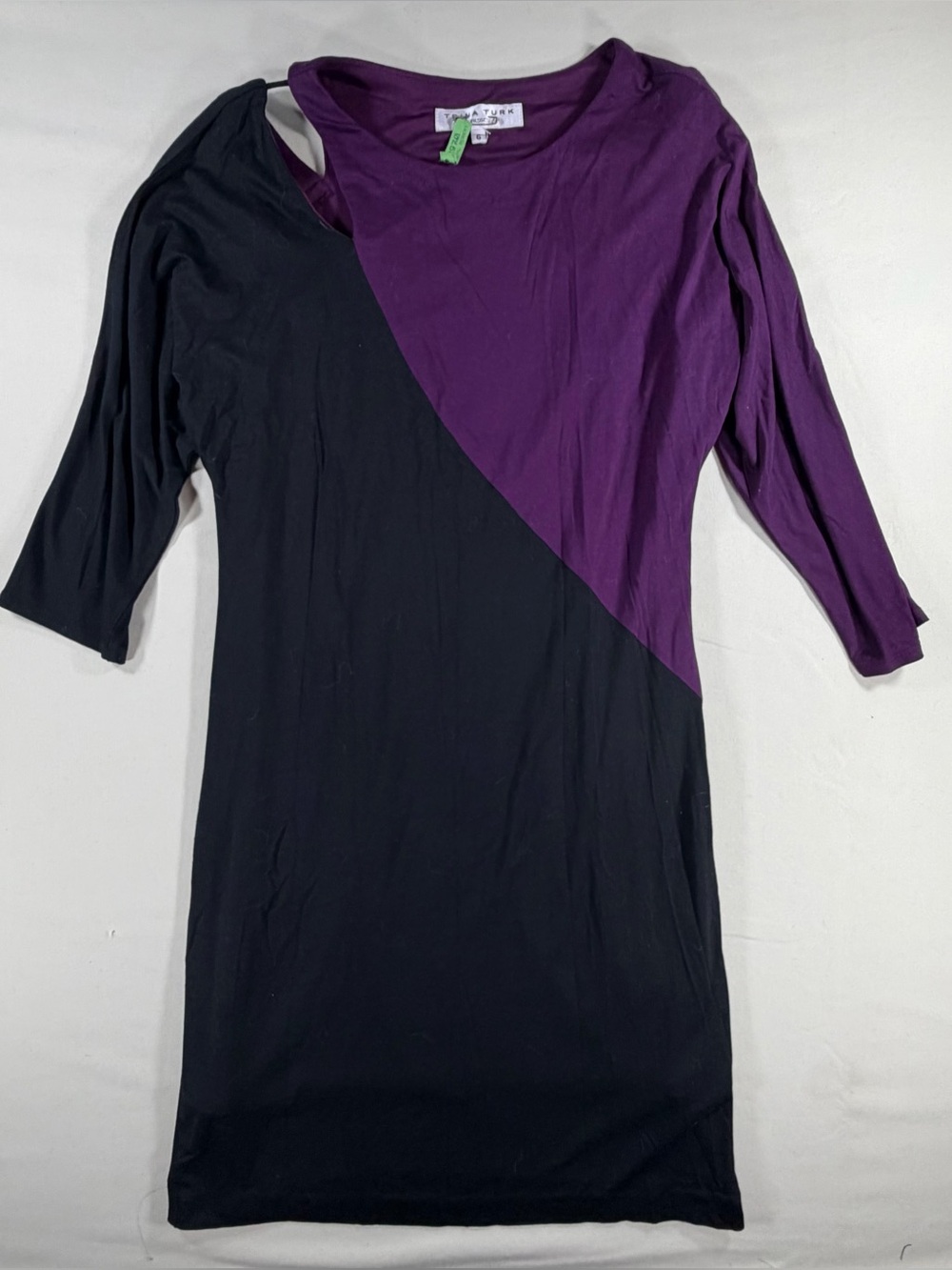 Trina Turk Purple and Black Colorblock Long Sleeve Women's Dress sz 6
